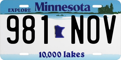 MN license plate 981NOV