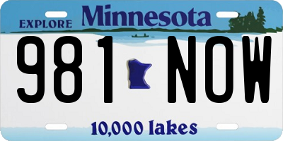 MN license plate 981NOW