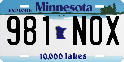 MN license plate 981NOX