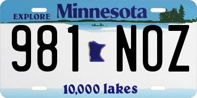 MN license plate 981NOZ