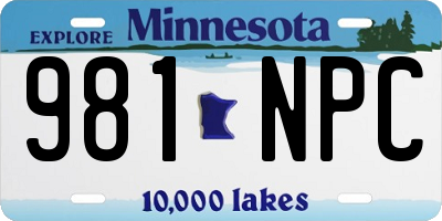 MN license plate 981NPC