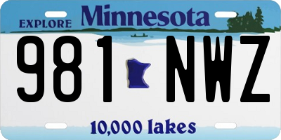 MN license plate 981NWZ