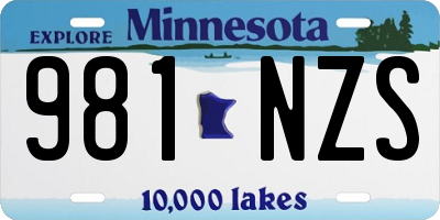 MN license plate 981NZS