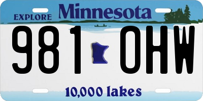 MN license plate 981OHW