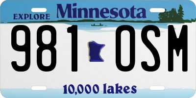 MN license plate 981OSM