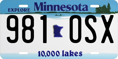 MN license plate 981OSX