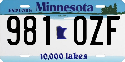 MN license plate 981OZF