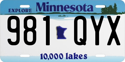 MN license plate 981QYX