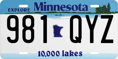 MN license plate 981QYZ