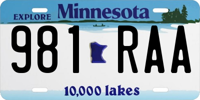 MN license plate 981RAA
