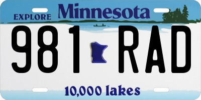 MN license plate 981RAD