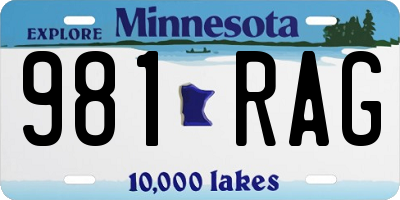 MN license plate 981RAG