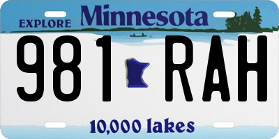 MN license plate 981RAH