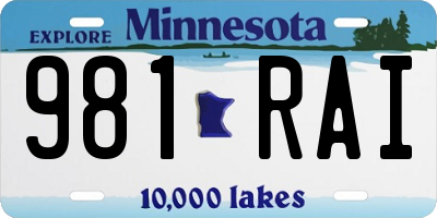 MN license plate 981RAI