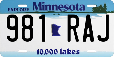 MN license plate 981RAJ