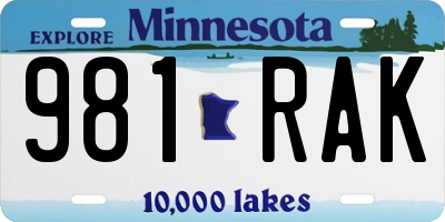 MN license plate 981RAK