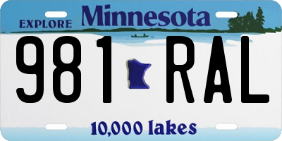 MN license plate 981RAL