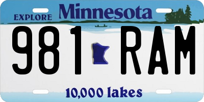 MN license plate 981RAM