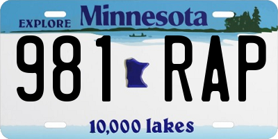 MN license plate 981RAP