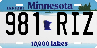 MN license plate 981RIZ