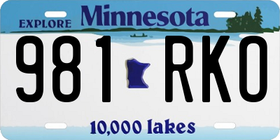 MN license plate 981RKO