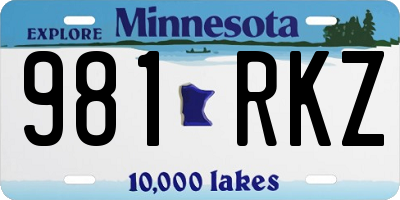 MN license plate 981RKZ