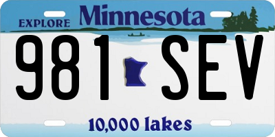 MN license plate 981SEV