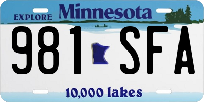 MN license plate 981SFA