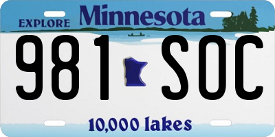 MN license plate 981SOC