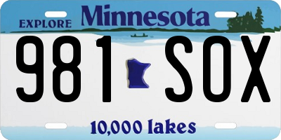 MN license plate 981SOX