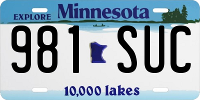 MN license plate 981SUC
