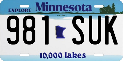 MN license plate 981SUK
