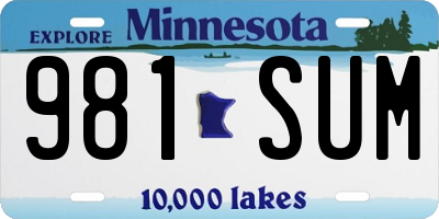 MN license plate 981SUM