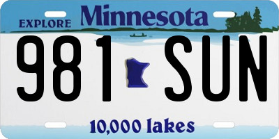 MN license plate 981SUN