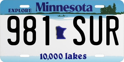 MN license plate 981SUR