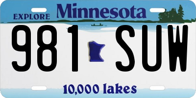 MN license plate 981SUW