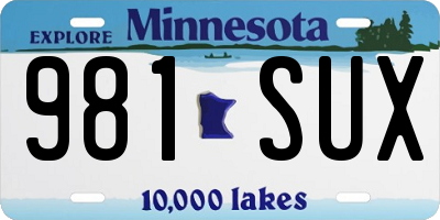 MN license plate 981SUX