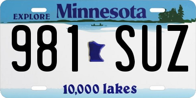 MN license plate 981SUZ