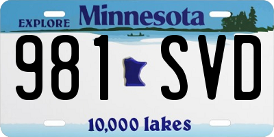 MN license plate 981SVD
