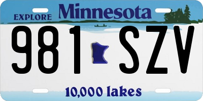 MN license plate 981SZV