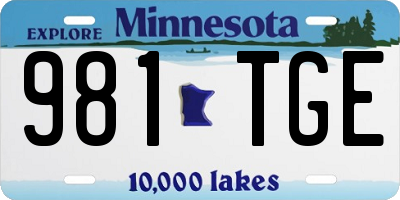 MN license plate 981TGE