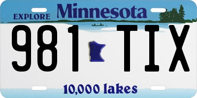 MN license plate 981TIX