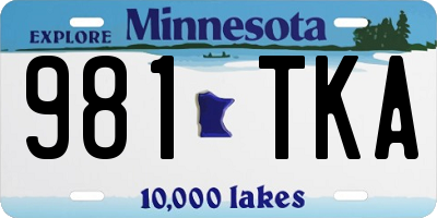 MN license plate 981TKA