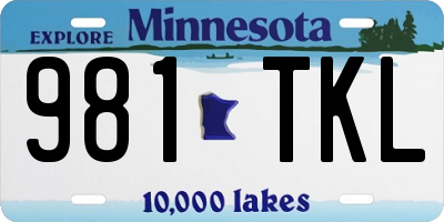 MN license plate 981TKL