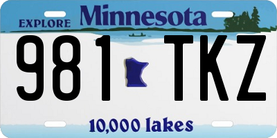 MN license plate 981TKZ