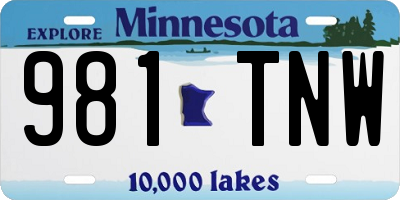 MN license plate 981TNW