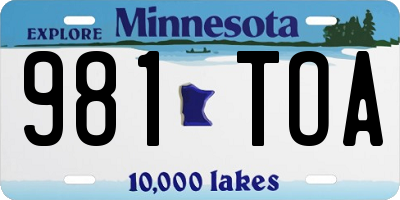 MN license plate 981TOA