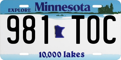 MN license plate 981TOC