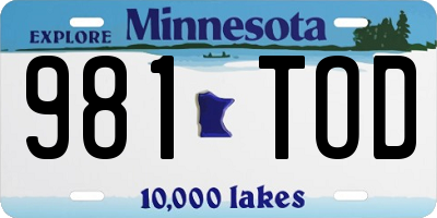 MN license plate 981TOD