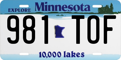 MN license plate 981TOF